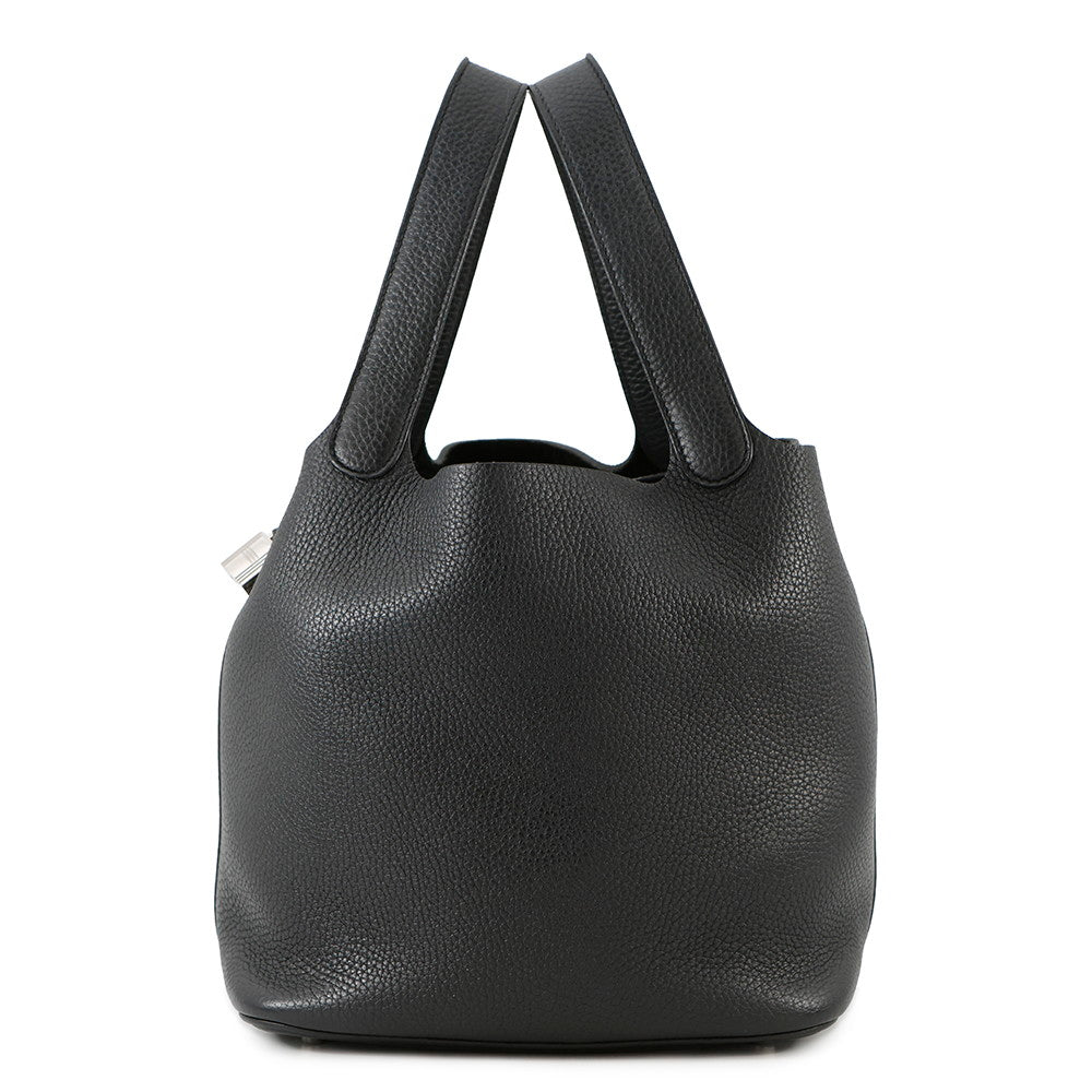 Picotin Lock Taurillon Clemence Size Mm Handbag Black Travel Bag