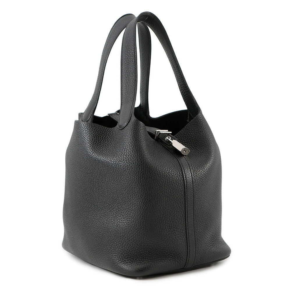 Picotin Lock Taurillon Clemence Size Mm Handbag Black Travel Bag