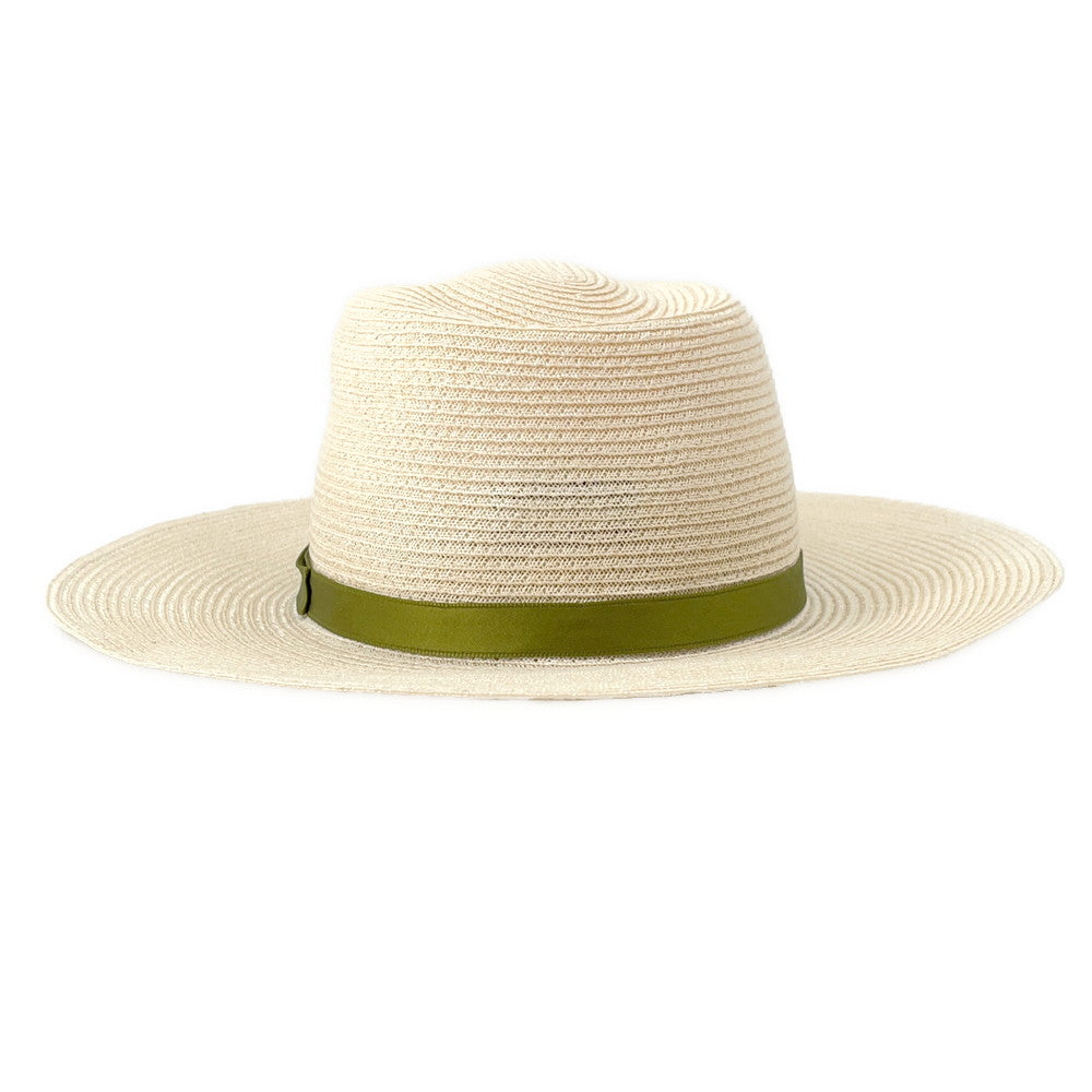 Chanel CC Logo Ribbon Straw Hat Beige