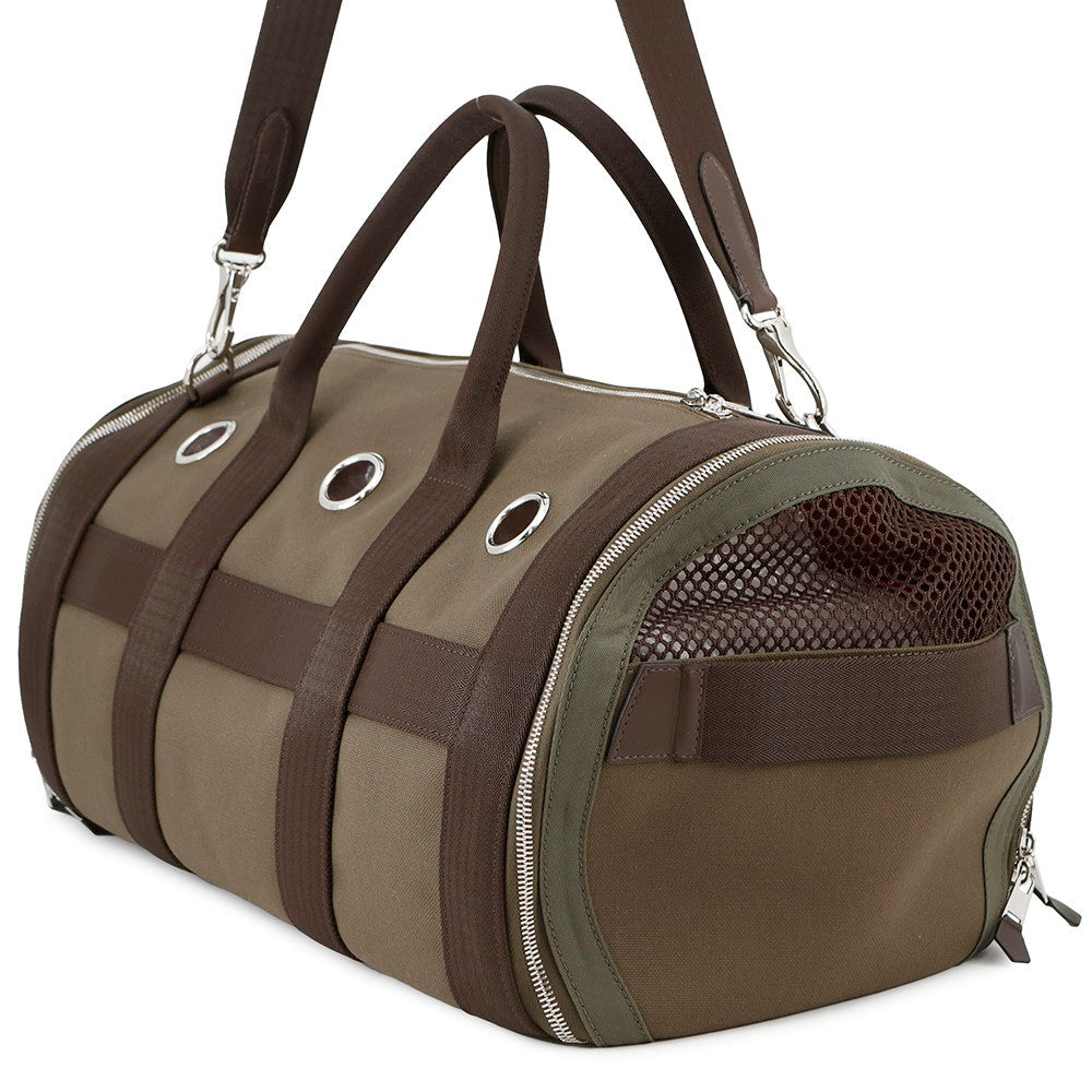 Dog Carry Khaki Feu Toile Military Handbag Travel Bag