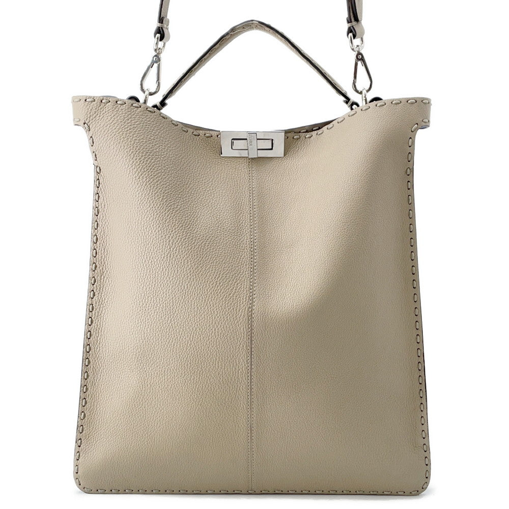 Fendi Peekaboo See You Way Tote Bag Beige7Va528 Leather