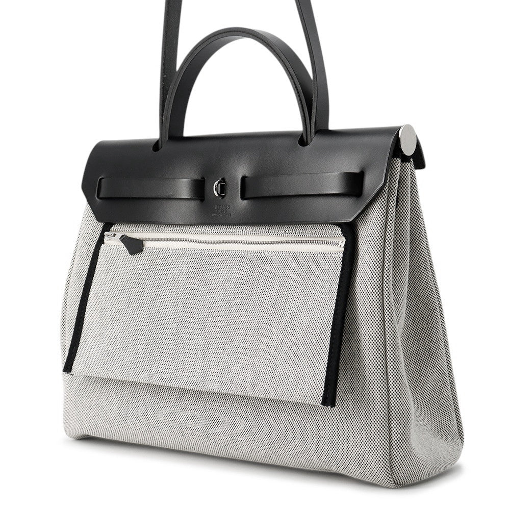 Herbag Zip Pegasus Pop Indigo Ecru Toile Leather Black Travel Bag