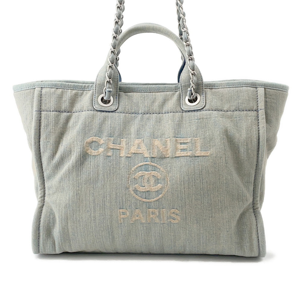 Chanel Deauville 2WAYTote Light BlueA66941 Denim GM Tote Bag