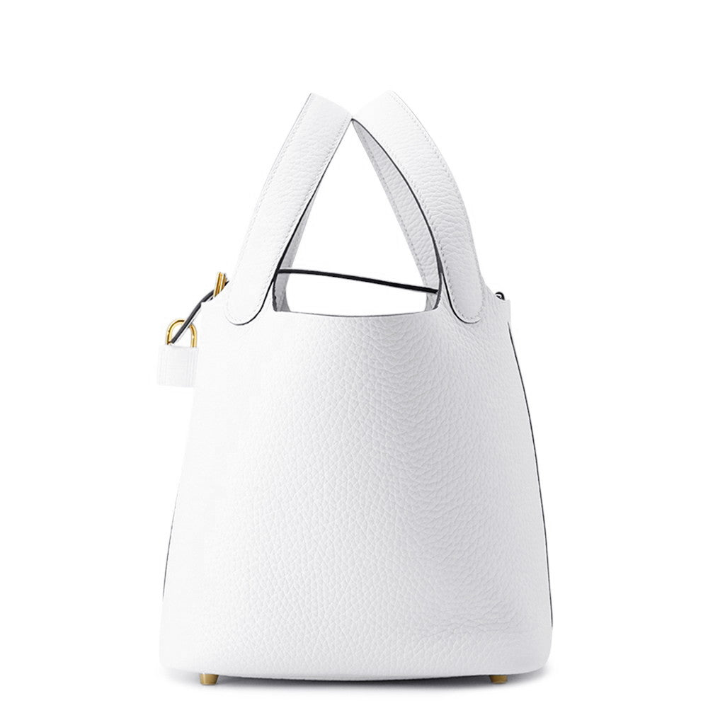 Picotin Lock New Taurillon Clemence Size Pm White Travel Bag