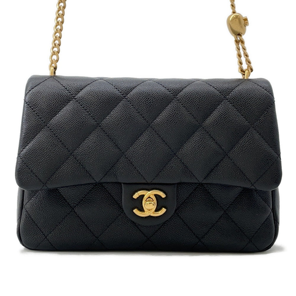 Chanel Matelasse Heart Ball Chainshoulder BlackAS3921 Caviar Leather Shoulder Bag
