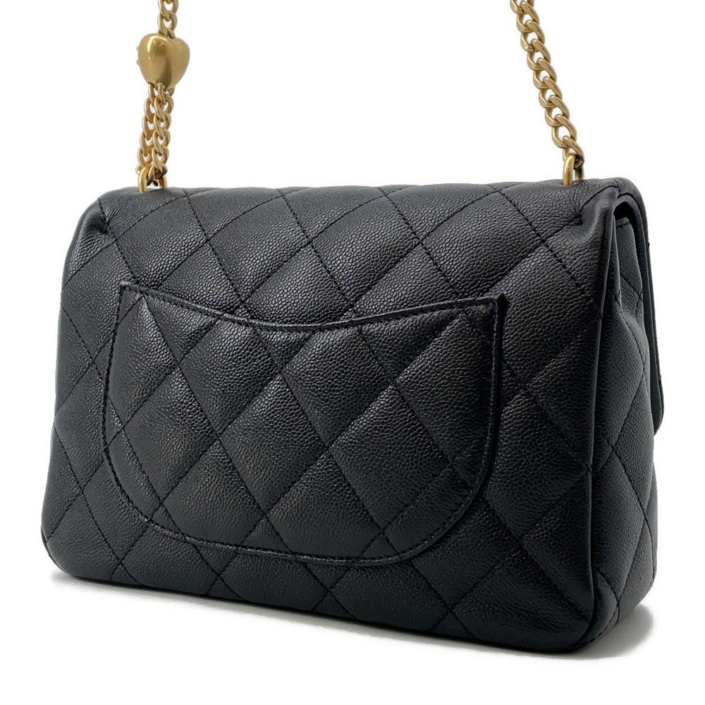 Chanel Matelasse Heart Ball Chainshoulder BlackAS3921 Caviar Leather Shoulder Bag