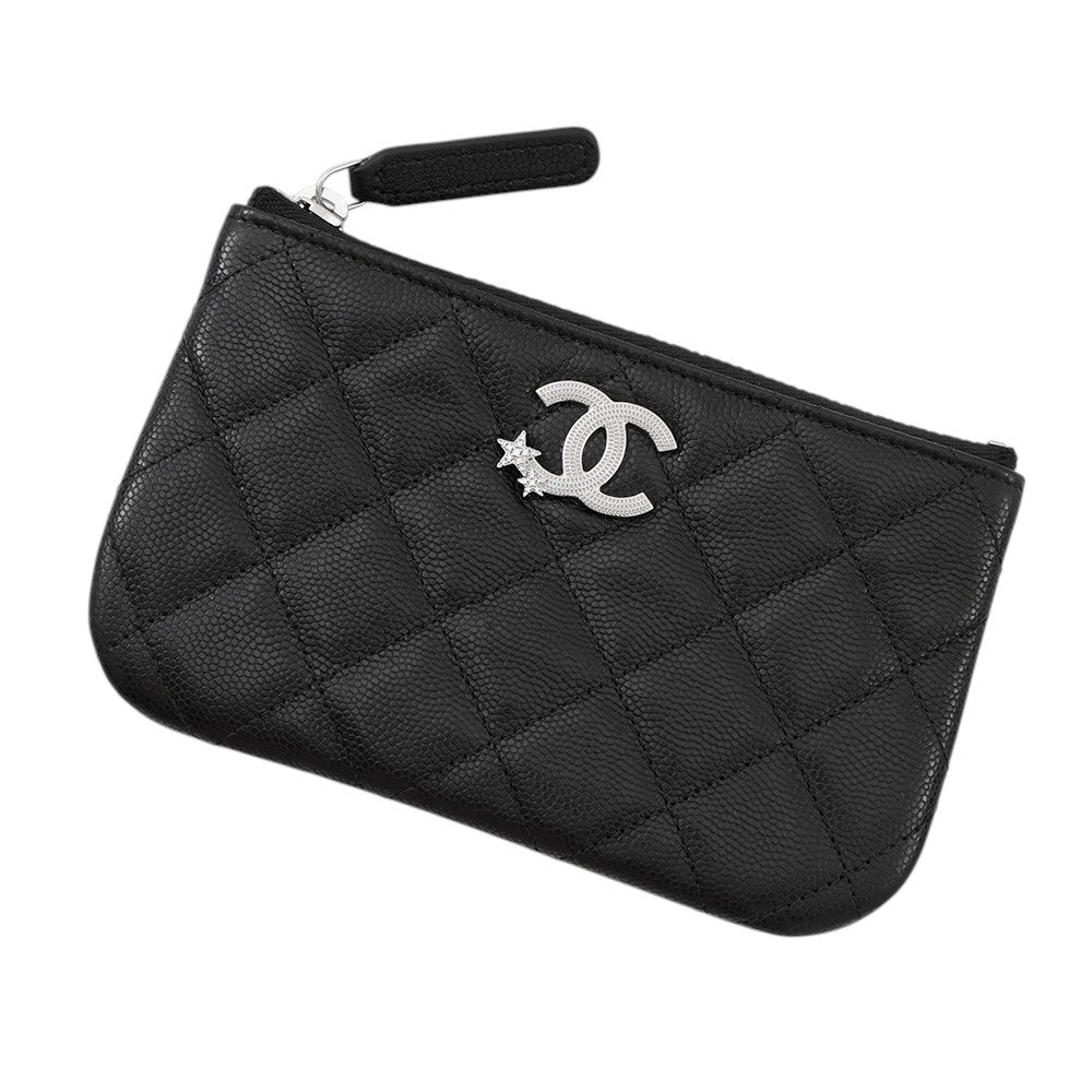 Chanel Matelasse Star CC Logo Zip Coin Leather Wallet Case 2