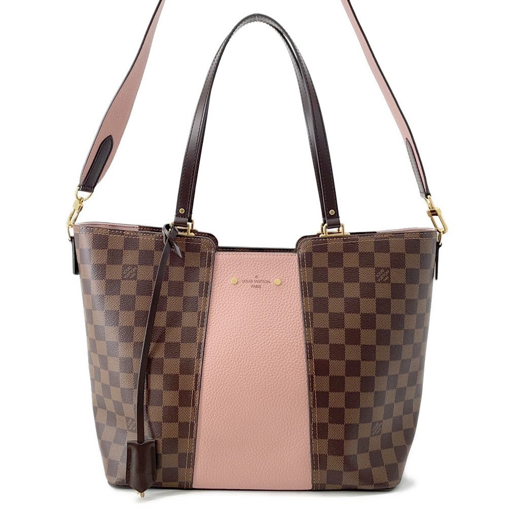 Louis Vuitton Jersy PinkN44041 Ebene Leatherー Taurillon Damier Canvas Brown Handbag