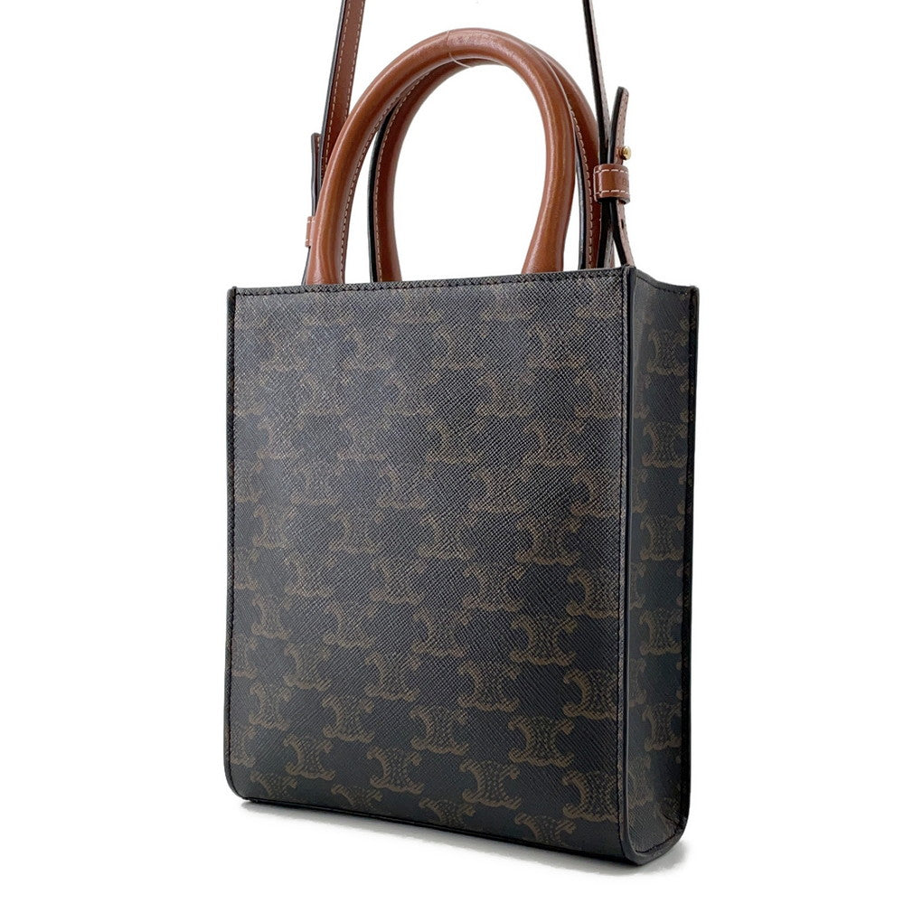 Triomphe Vertical Cabas Pvc Size Handbag Leather Tan Travel Bag