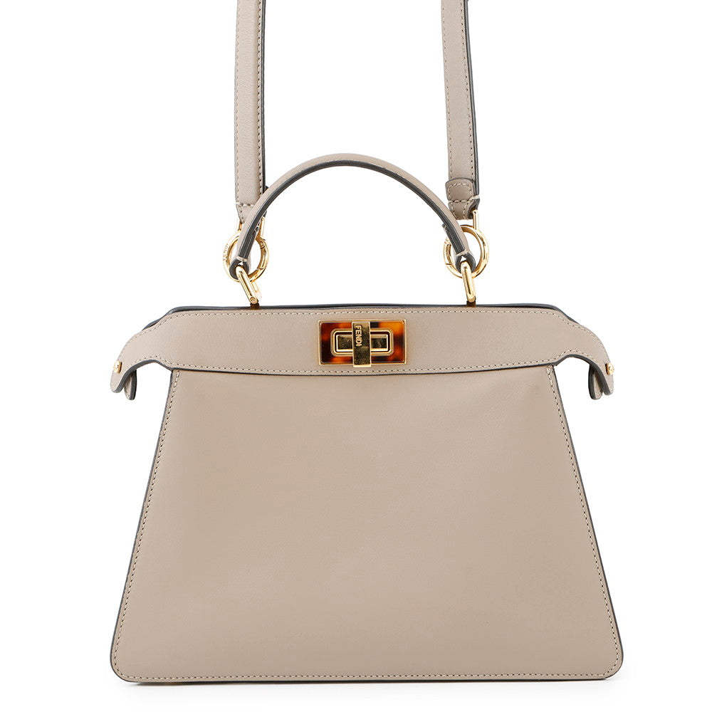 Fendi Peekaboo Icy You Beige8Bn327 Calf Leather Small Travel Bag