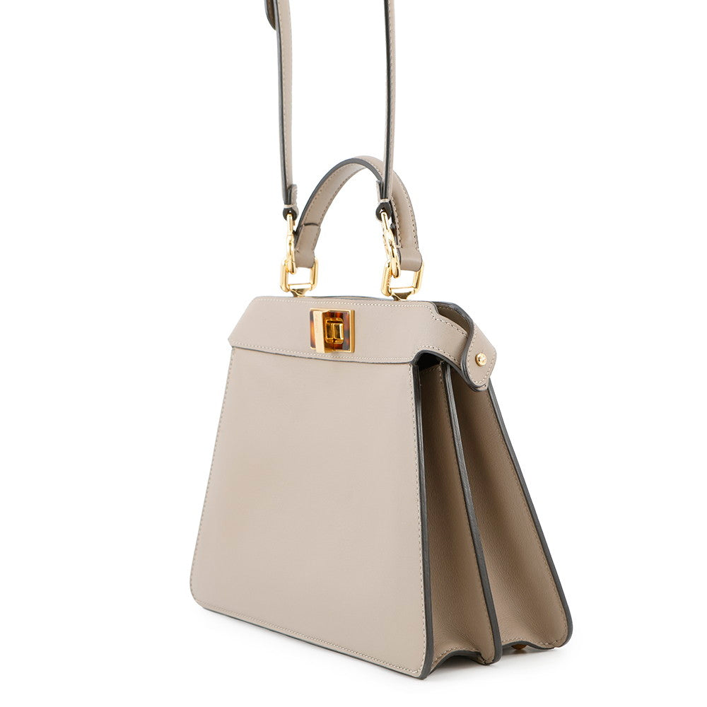 Fendi Peekaboo Icy You Beige8Bn327 Calf Leather Small Travel Bag