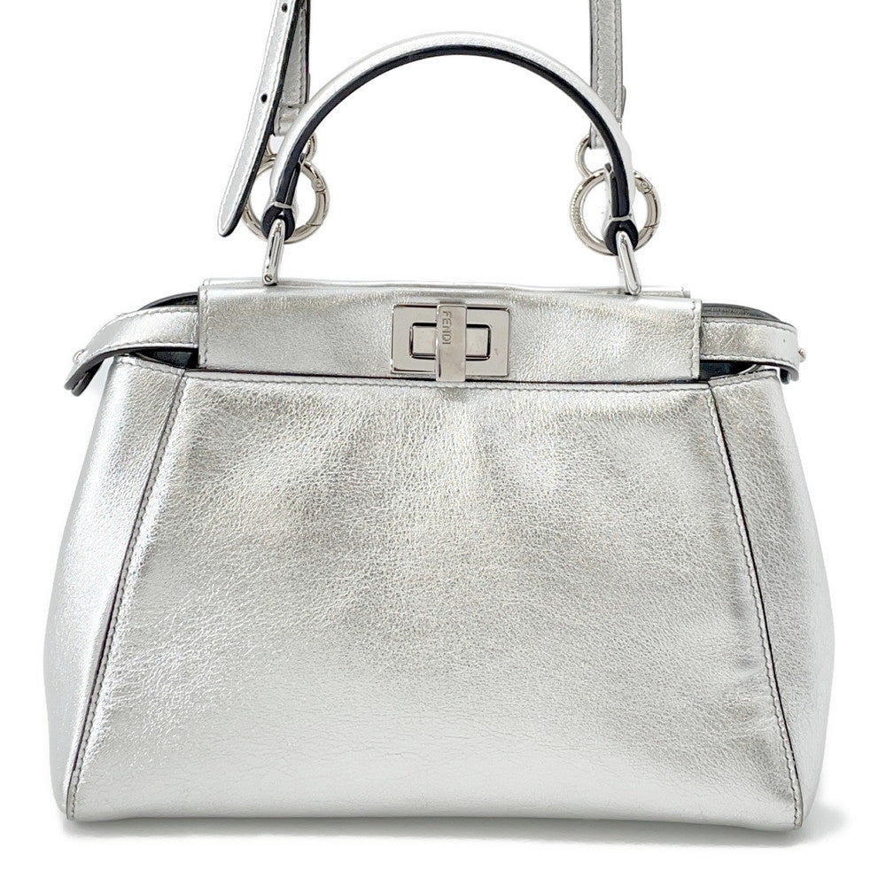 Fendi Peekaboo 2Waybag Silver8Bn244 Leather Mini Travel Bag