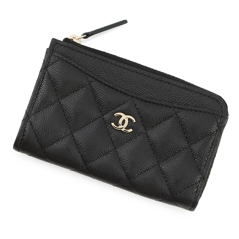 Chanel Matelasse Fragment Card BlackAP3179 Caviar Leather Wallet Case