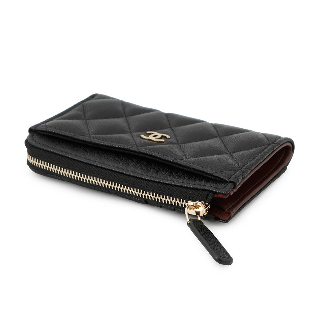Chanel Matelasse Fragment Card BlackAP3179 Caviar Leather Wallet Case