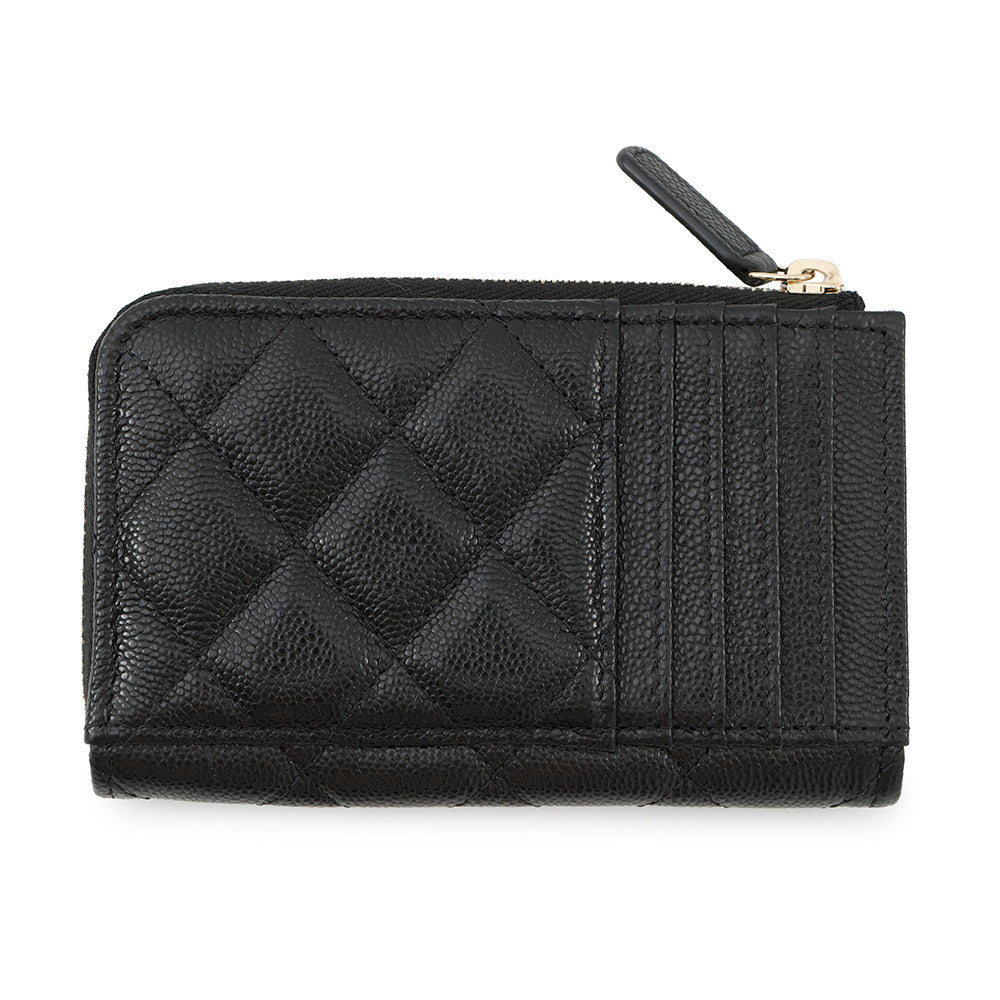 Chanel Matelasse Fragment Card BlackAP3179 Caviar Leather Wallet Case
