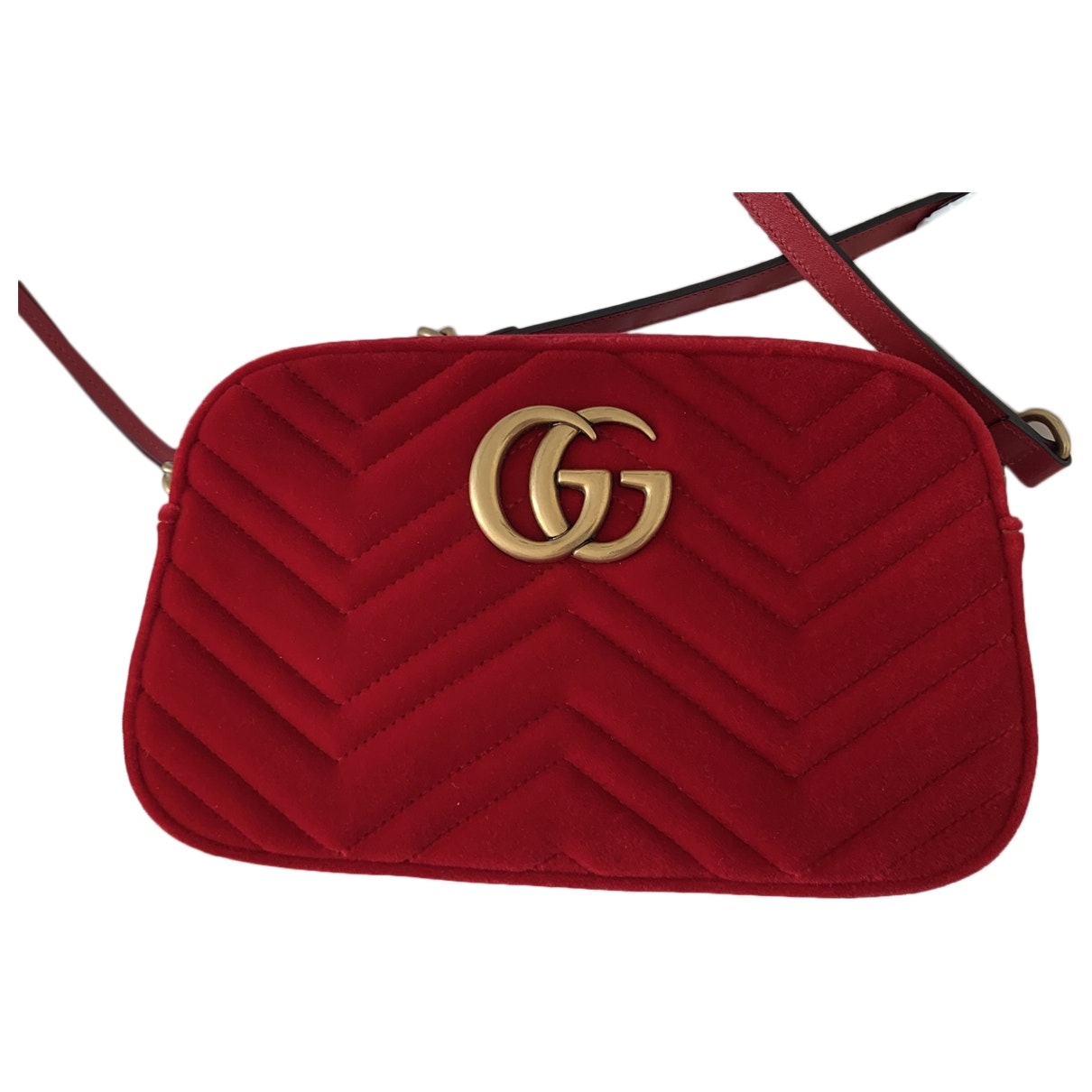 Gucci marmont red velvet handbag