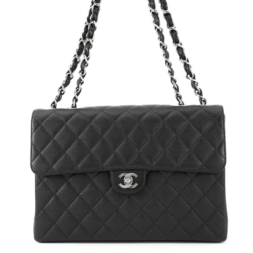 Chanel Jumbo Matelasse ChainShoulder BlackA11869 Caviar Leather Shoulder Bag