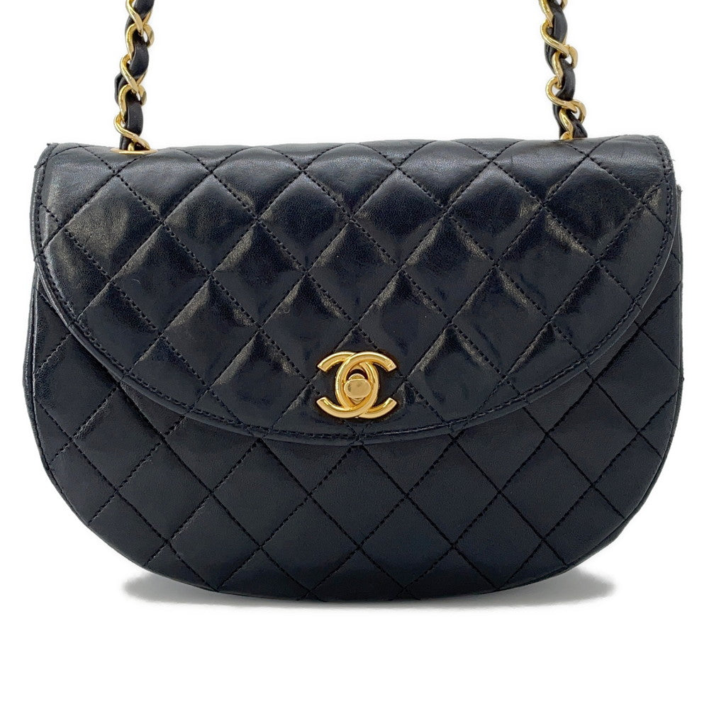 Chanel Matelasse Half Moon Chainshoulder Lambskin Black Shoulder Bag 2