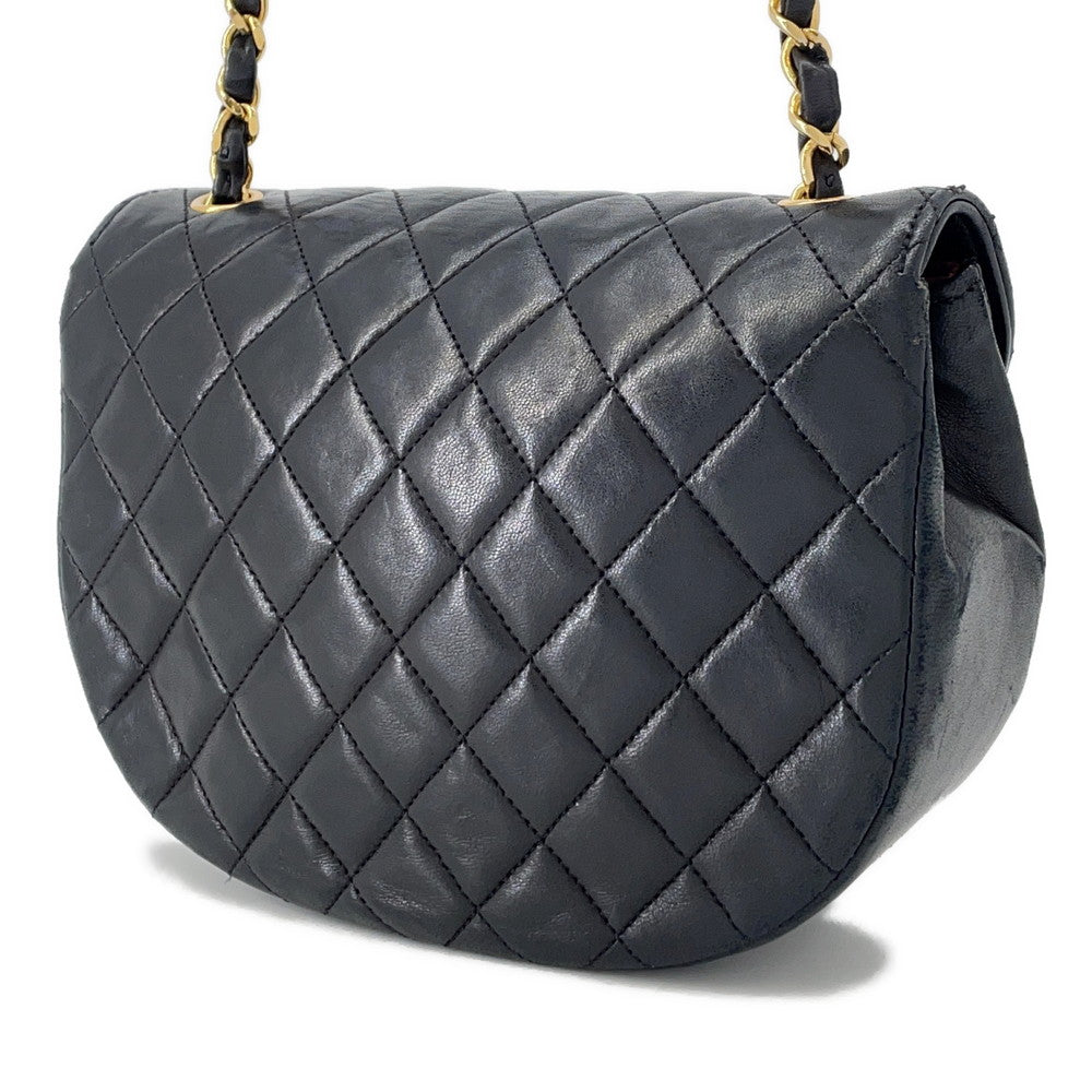 Chanel Matelasse Half Moon Chainshoulder Lambskin Black Shoulder Bag 2