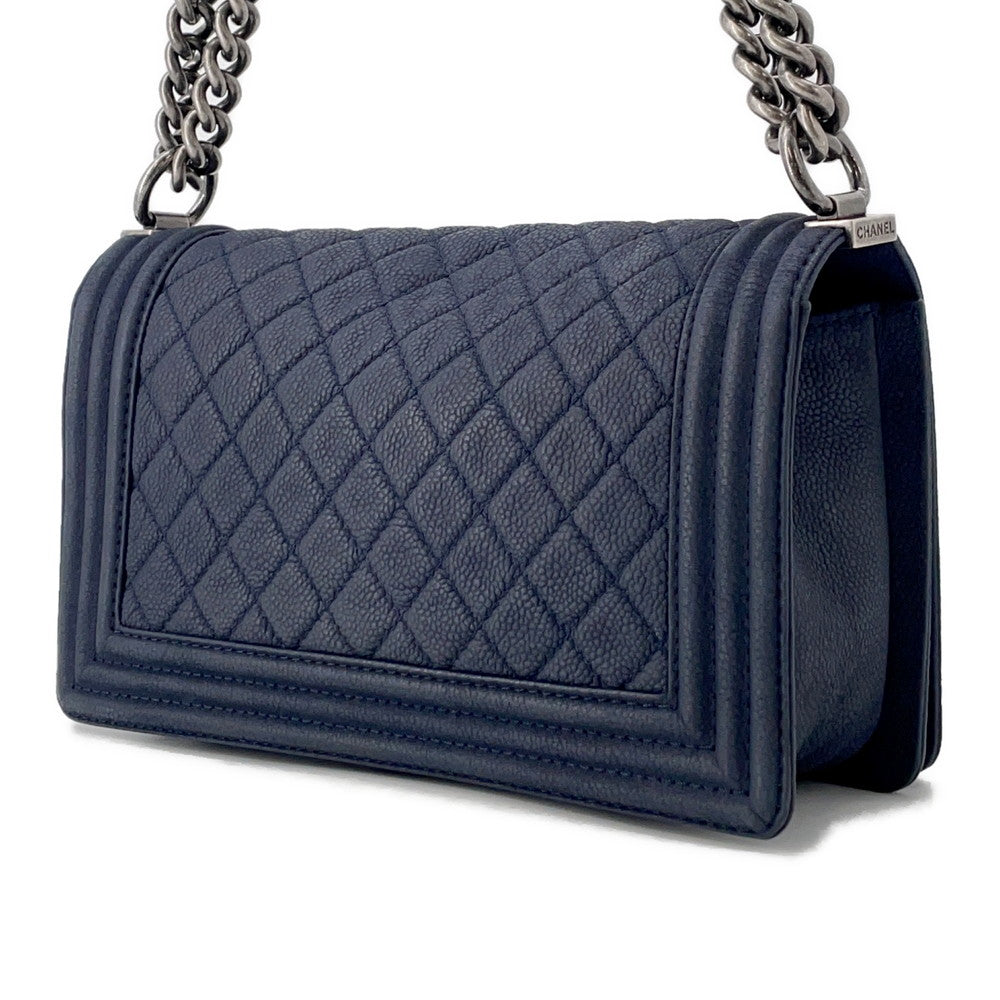 Chanel Boy ChainShoulder NavyA67086 Caviar Leather Shoulder Bag
