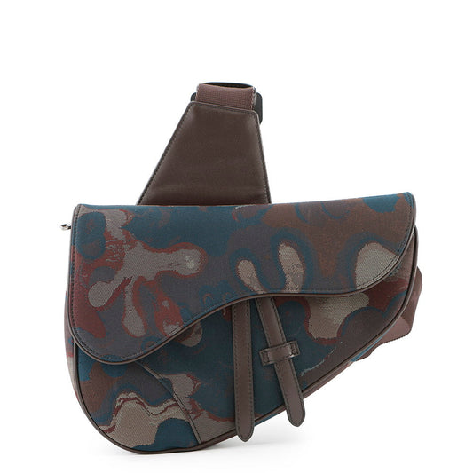 Dior Camouflage Saddle Crossbody Bag Bordeaux Maru Color Canvas