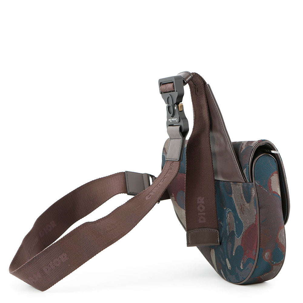 Dior Camouflage Saddle Crossbody Bag Bordeaux Maru Color Canvas