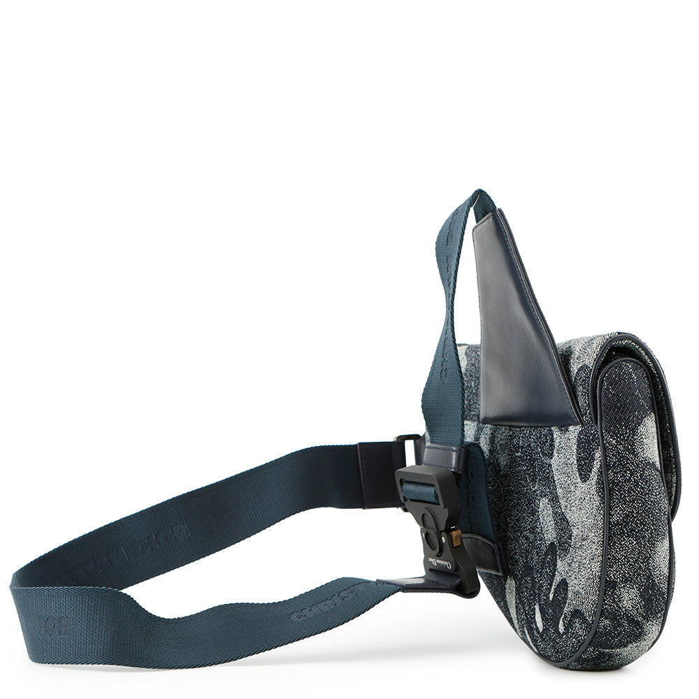 Dior Camouflage Saddle Crossbody Bag Navy Canvas