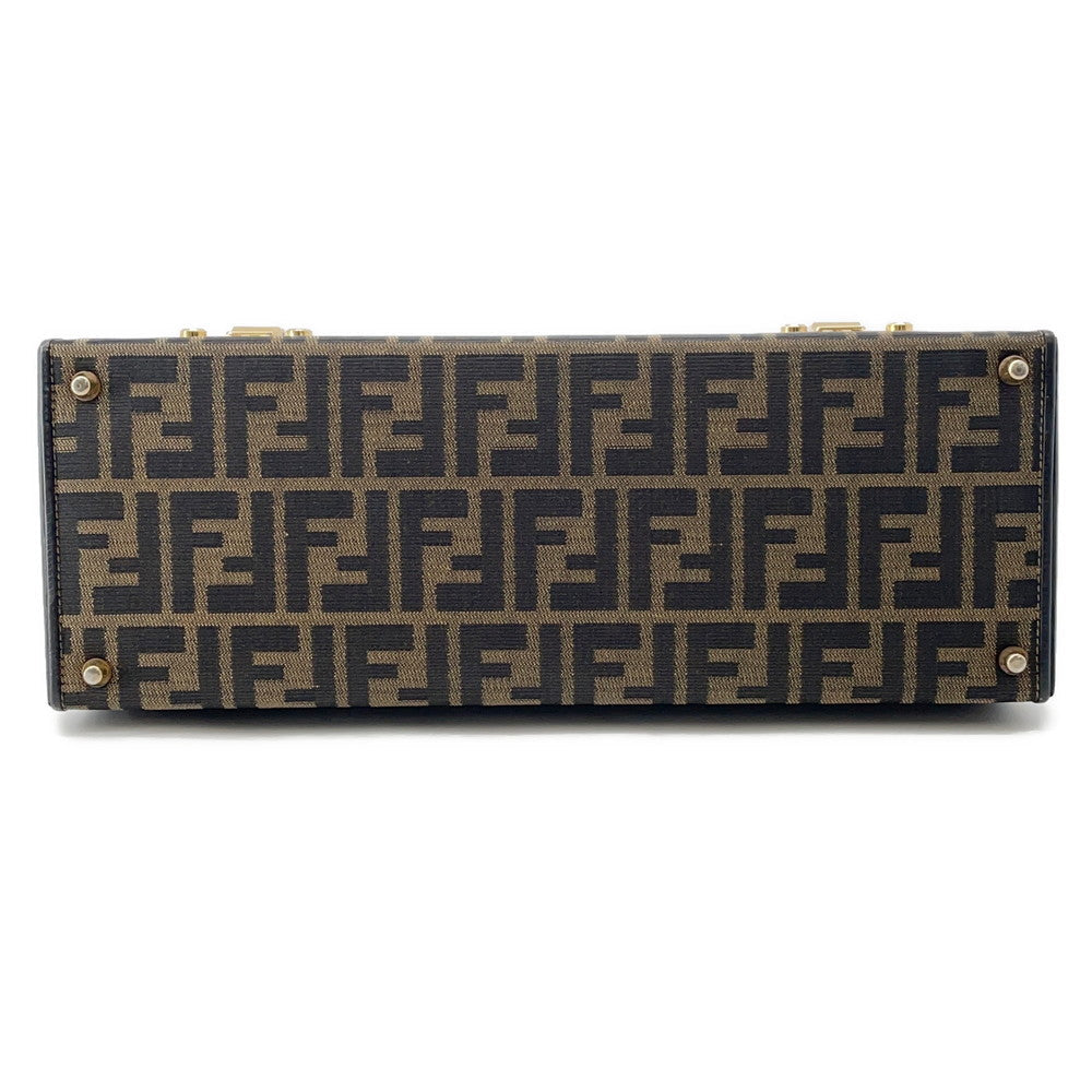 Fendi Zucca Vanity Bag Leather Canvas Brown Travel Bag