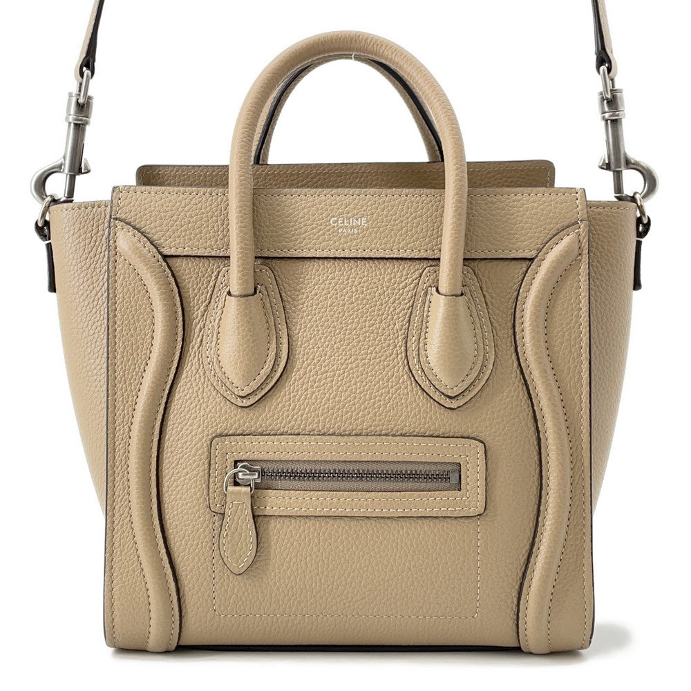 Luggage Shopper Size Nano Handbag Leather Beige Travel Bag