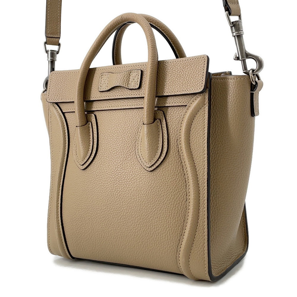 Luggage Shopper Size Nano Handbag Leather Beige Travel Bag