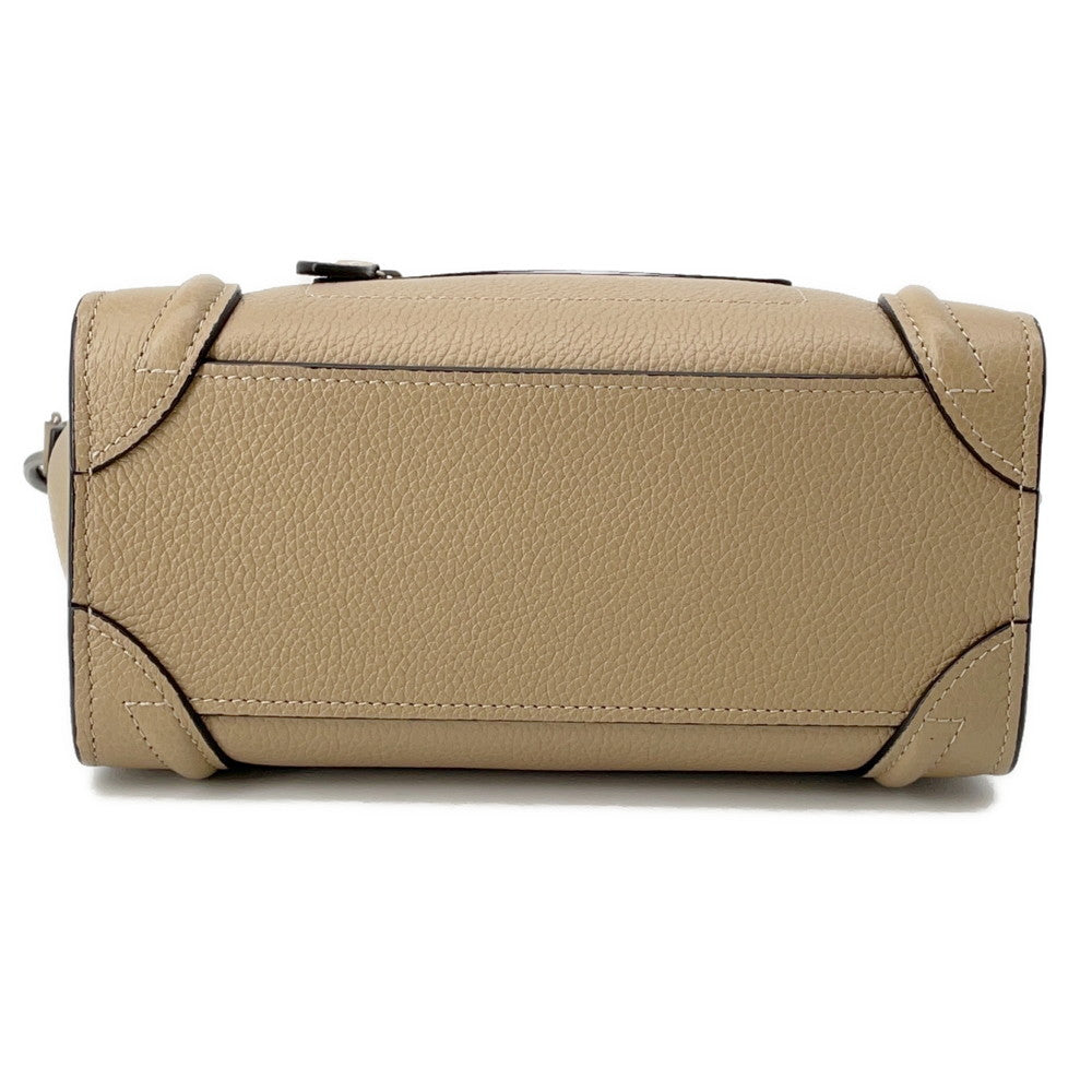 Luggage Shopper Size Nano Handbag Leather Beige Travel Bag