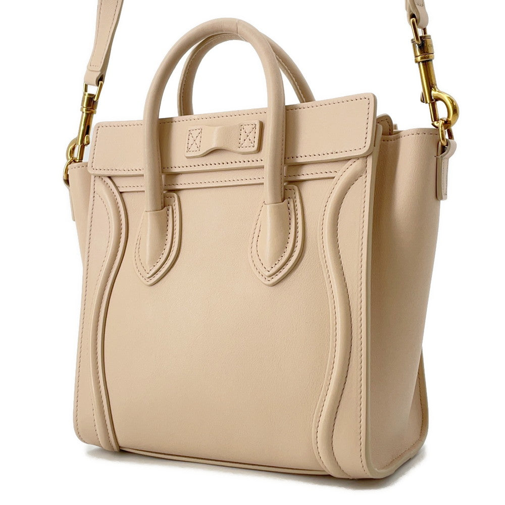Luggage Shopper Size Nano Handbag Leather Cream Travel Bag