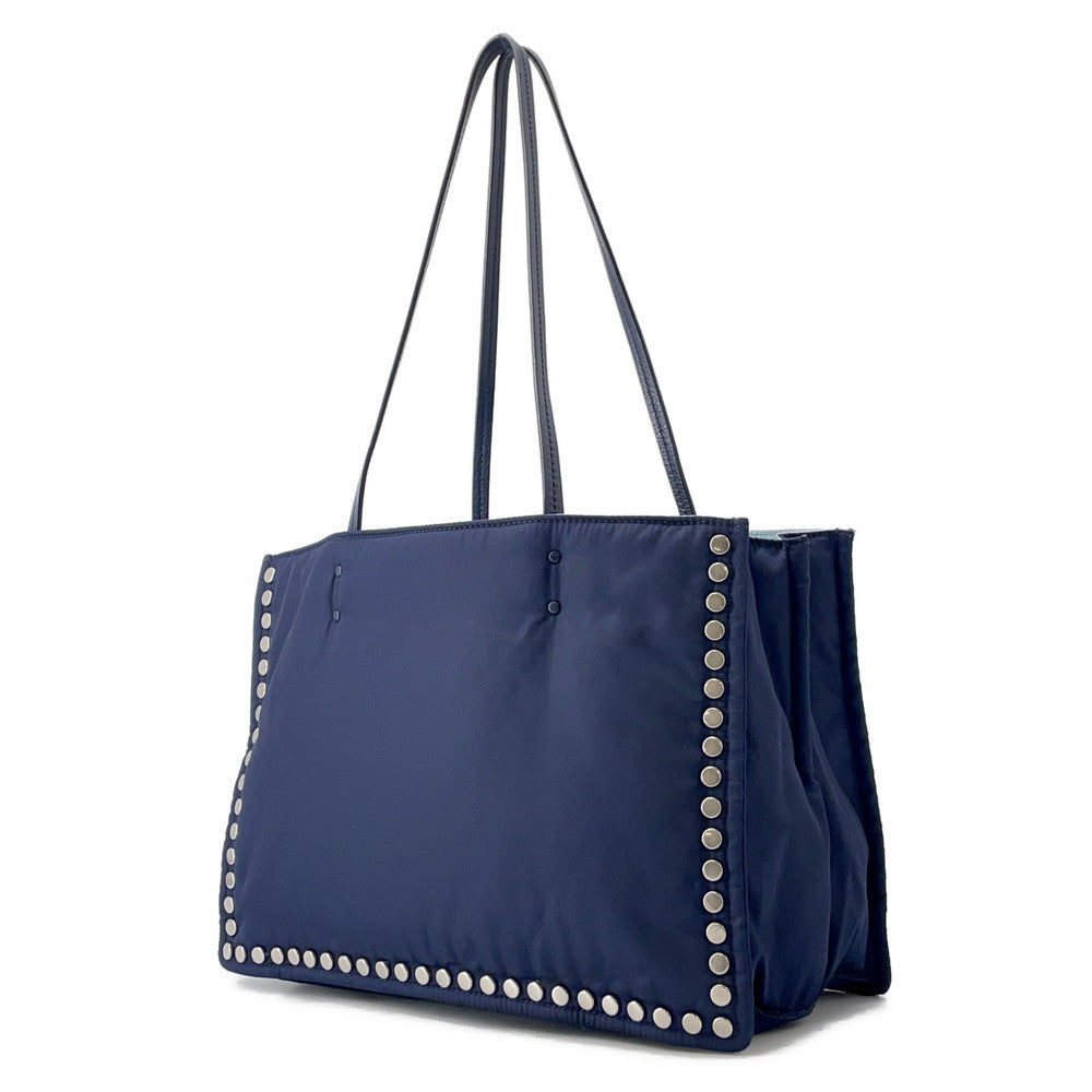 Etiquette Tote Navy Light Bg Handbag Leather Nylon Tote Bag