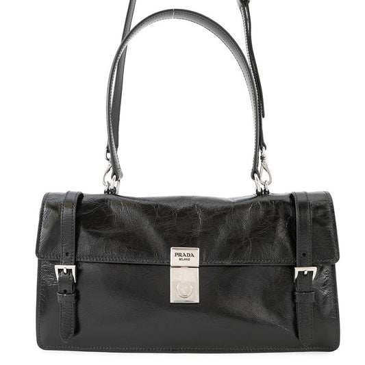 Ss Way Shoulder Bag Bn Size Leather Black