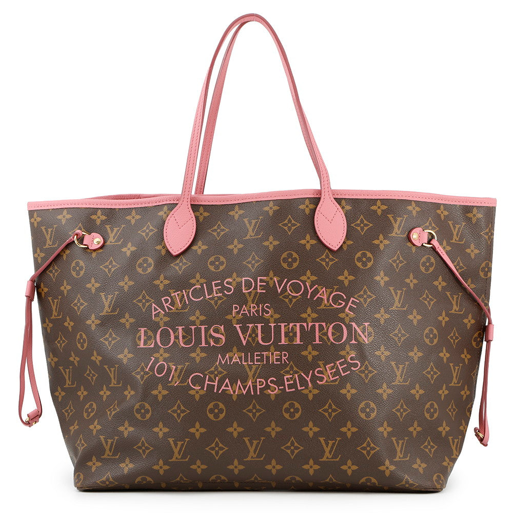 Louis Vuitton Neverfull Rose VeloursM40877 Ikat Flower Monogram Tote Bag