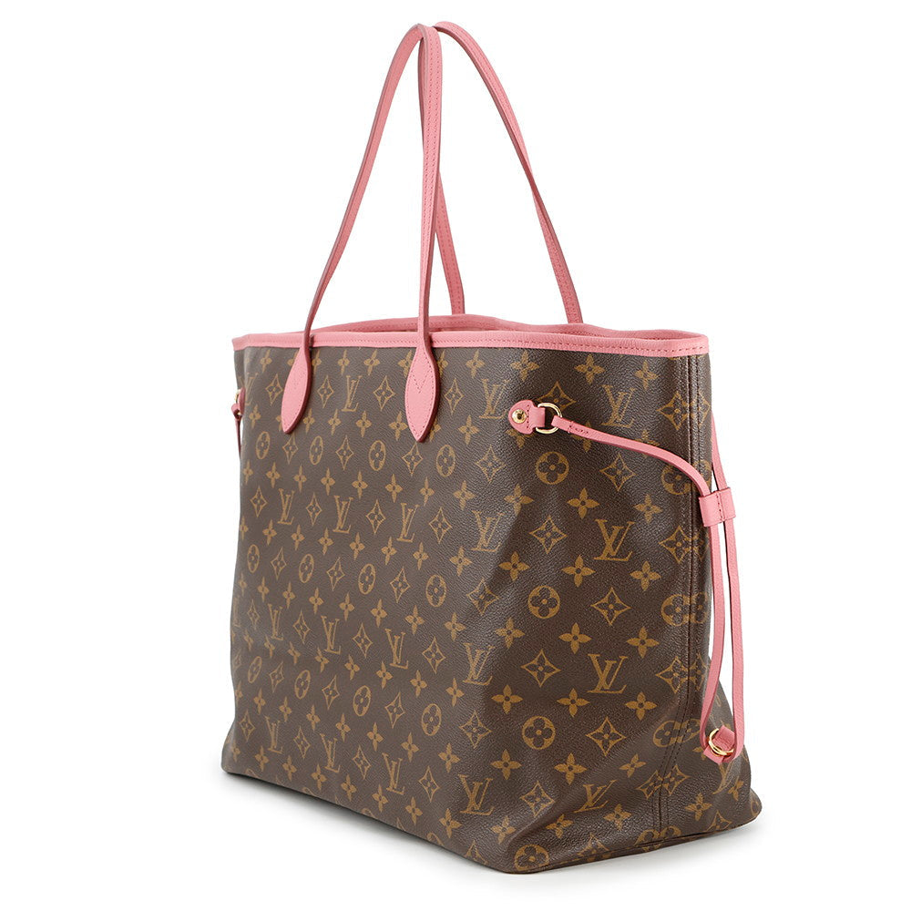 Louis Vuitton Neverfull Rose VeloursM40877 Ikat Flower Monogram Tote Bag