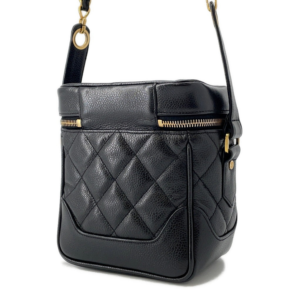 Chanel Matelasse vanity Caviar Black Leather Handbag