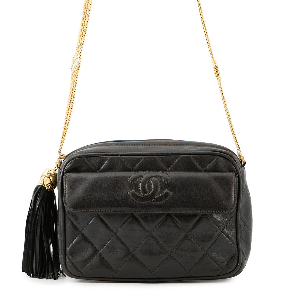 Chanel Tassel Matelasse Lambskin Black Shoulder Bag