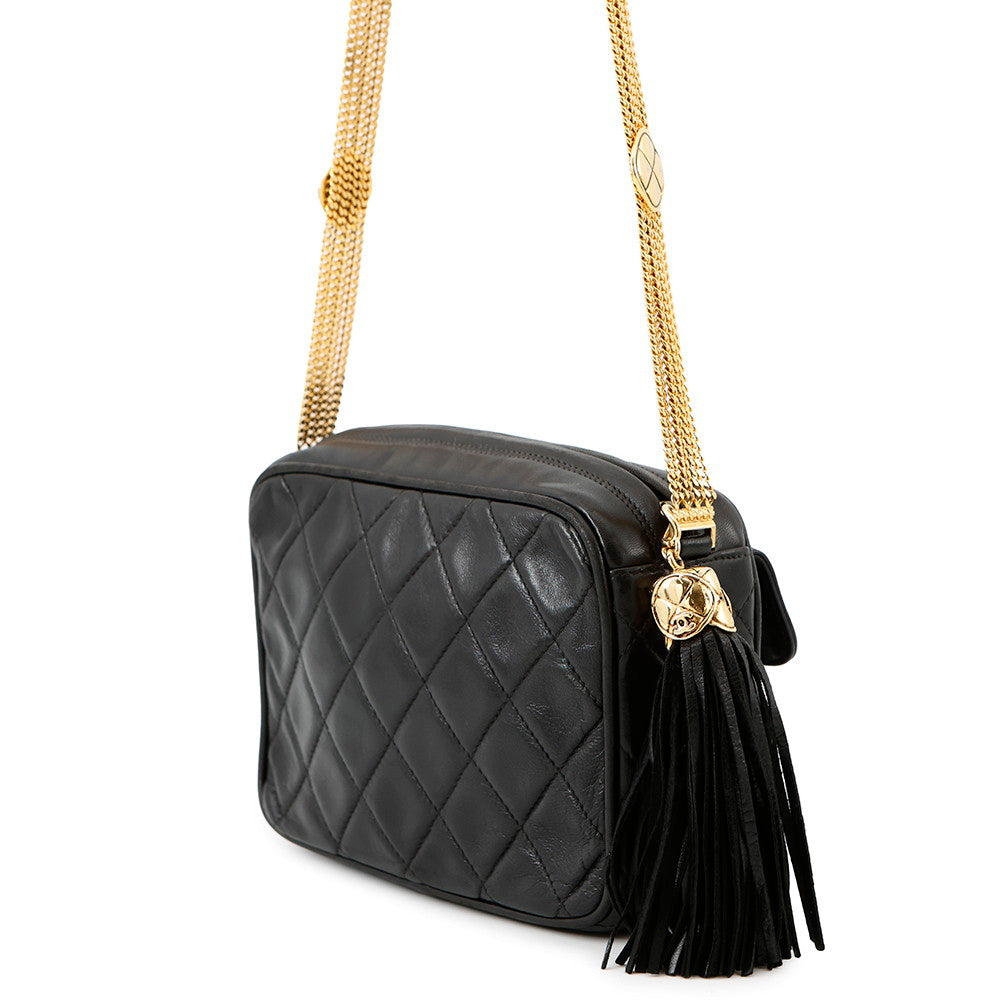 Chanel Tassel Matelasse Lambskin Black Shoulder Bag