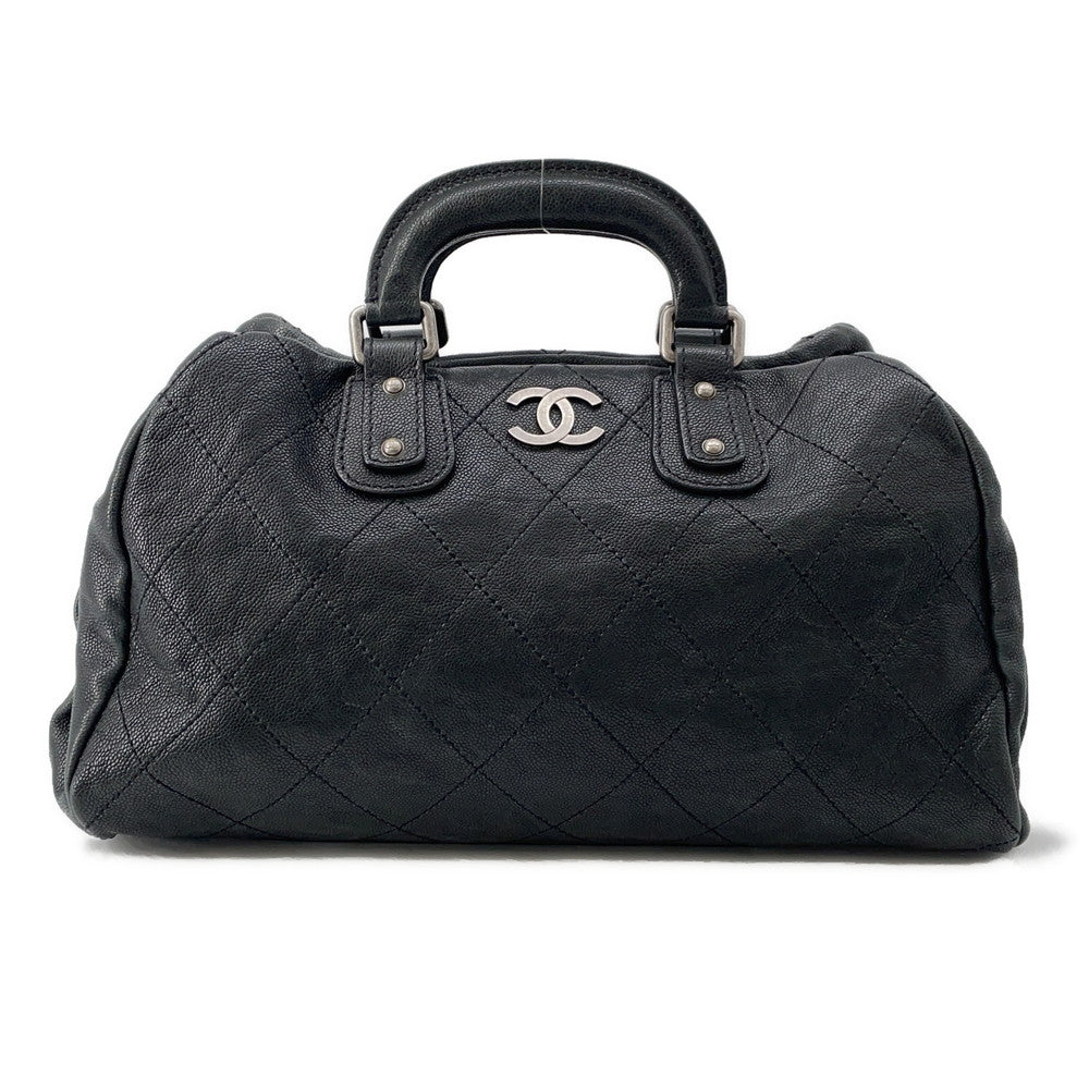 Chanel Wild Stitch Matelasse Boston BlackA33045 Caviar Leather Handbag