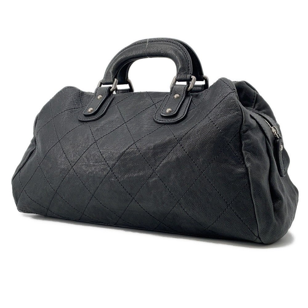 Chanel Wild Stitch Matelasse Boston BlackA33045 Caviar Leather Handbag