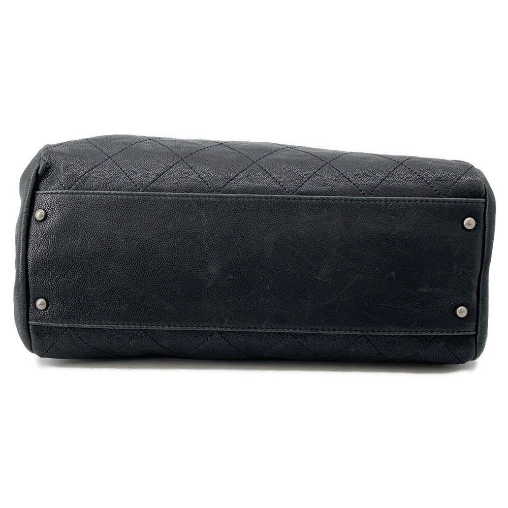 Chanel Wild Stitch Matelasse Boston BlackA33045 Caviar Leather Handbag