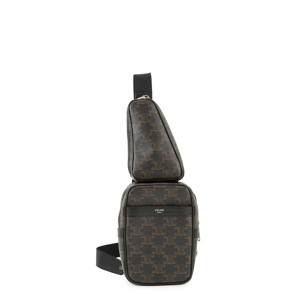 Triomphe Multi Pocket Crossbody Bag Eu Pvc Leather Black