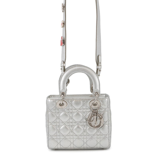 Dior Lady'S My Cannage Way Bag Silverm Onge Leather Travel Bag
