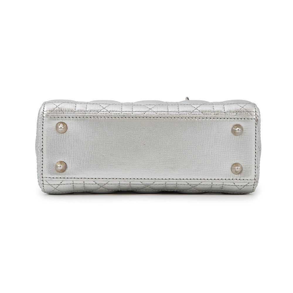 Dior Lady'S My Cannage Way Bag Silverm Onge Leather Travel Bag