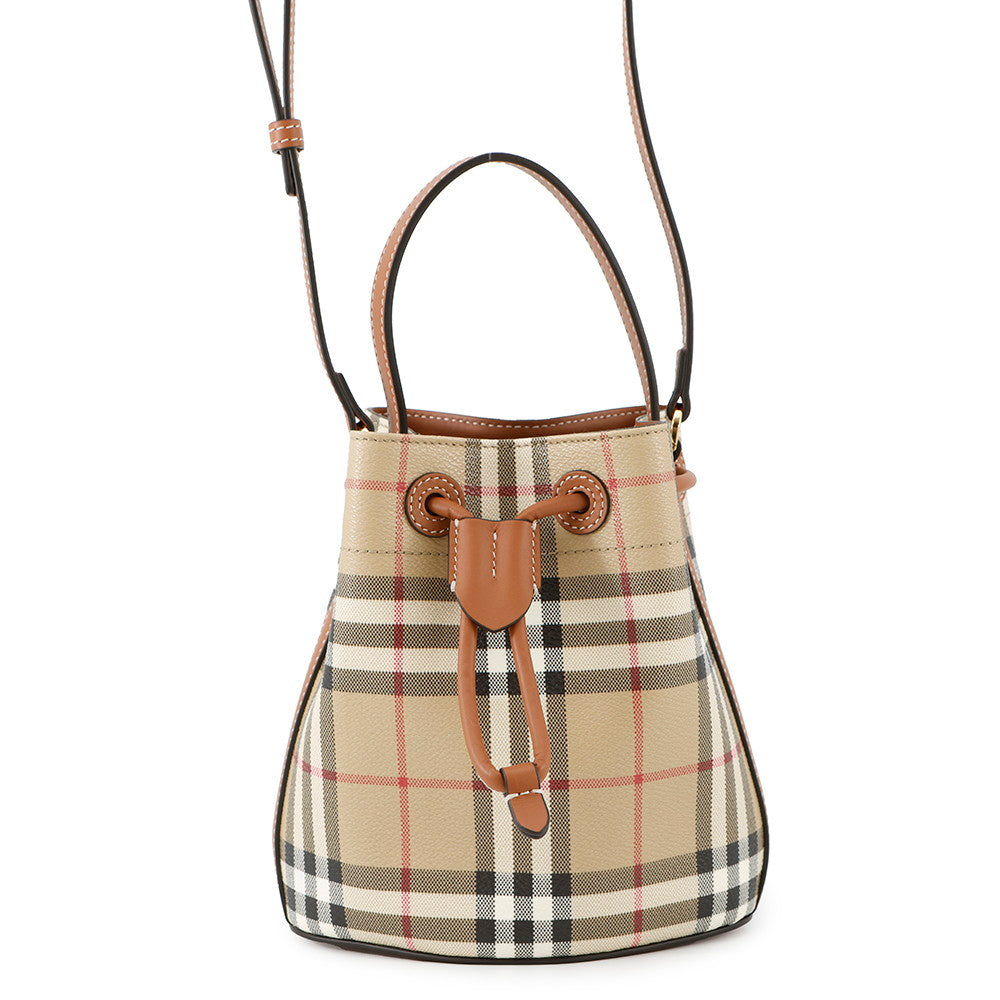 Burberry Checked Bag Archive Briar Brown81004861 Pvc Leather Beige Mini Bucket Bag