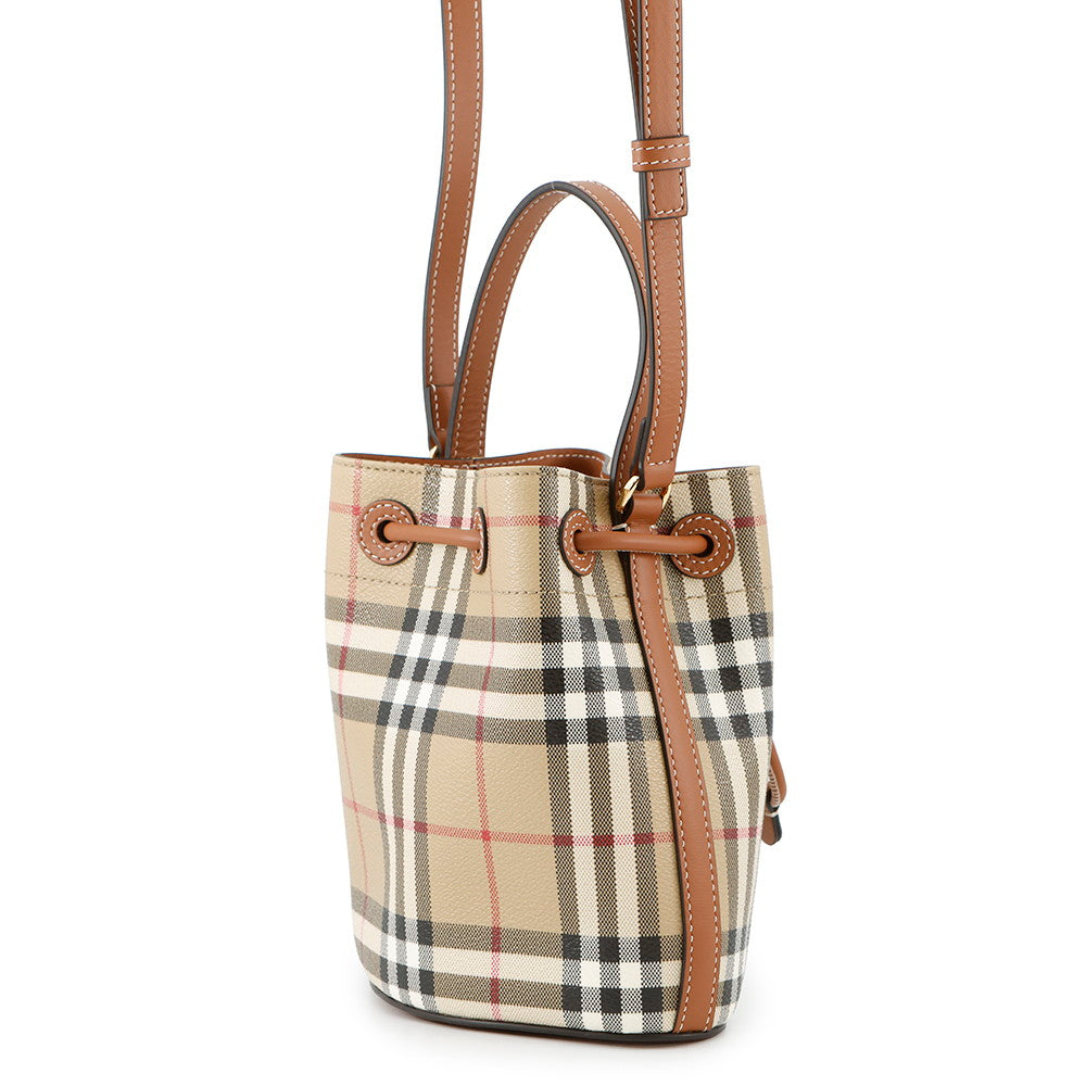 Burberry Checked Bag Archive Briar Brown81004861 Pvc Leather Beige Mini Bucket Bag