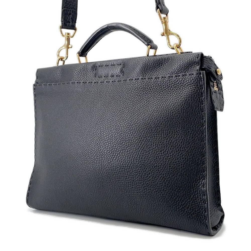 Fendi Peekaboo Selleria Fit Bugs Eye Monster Black7Va406 Handbag Leather Travel Bag
