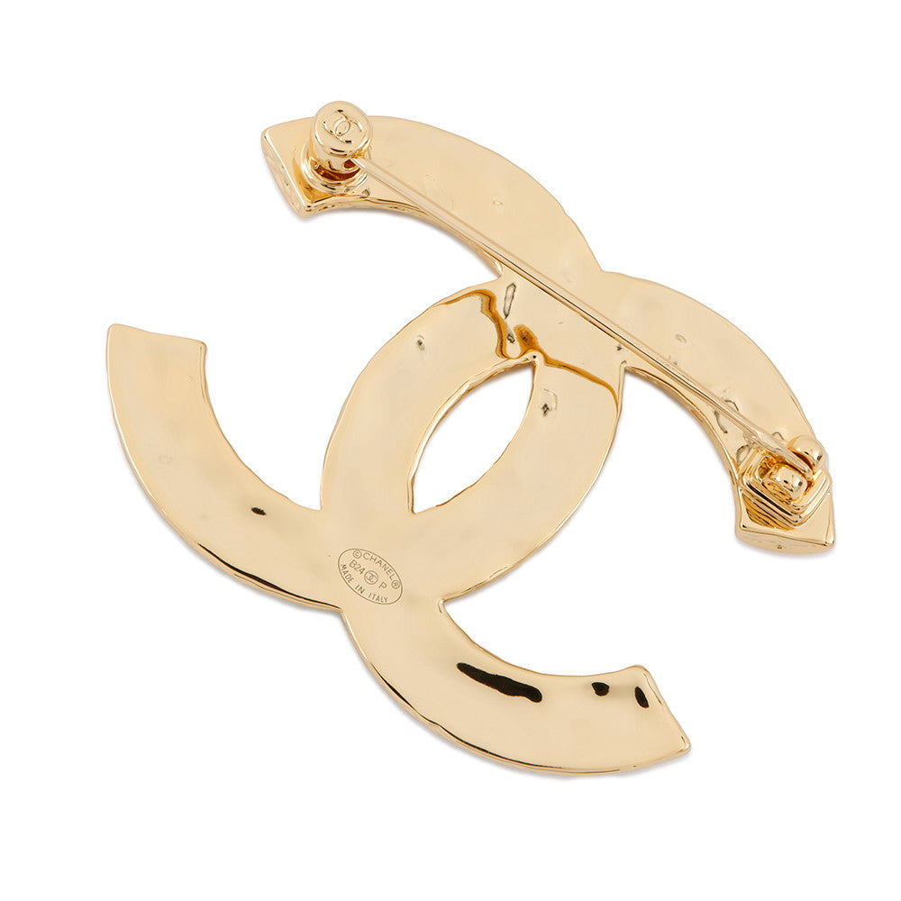 Chanel CC Logo Brooch Plated Black Gold Handbag