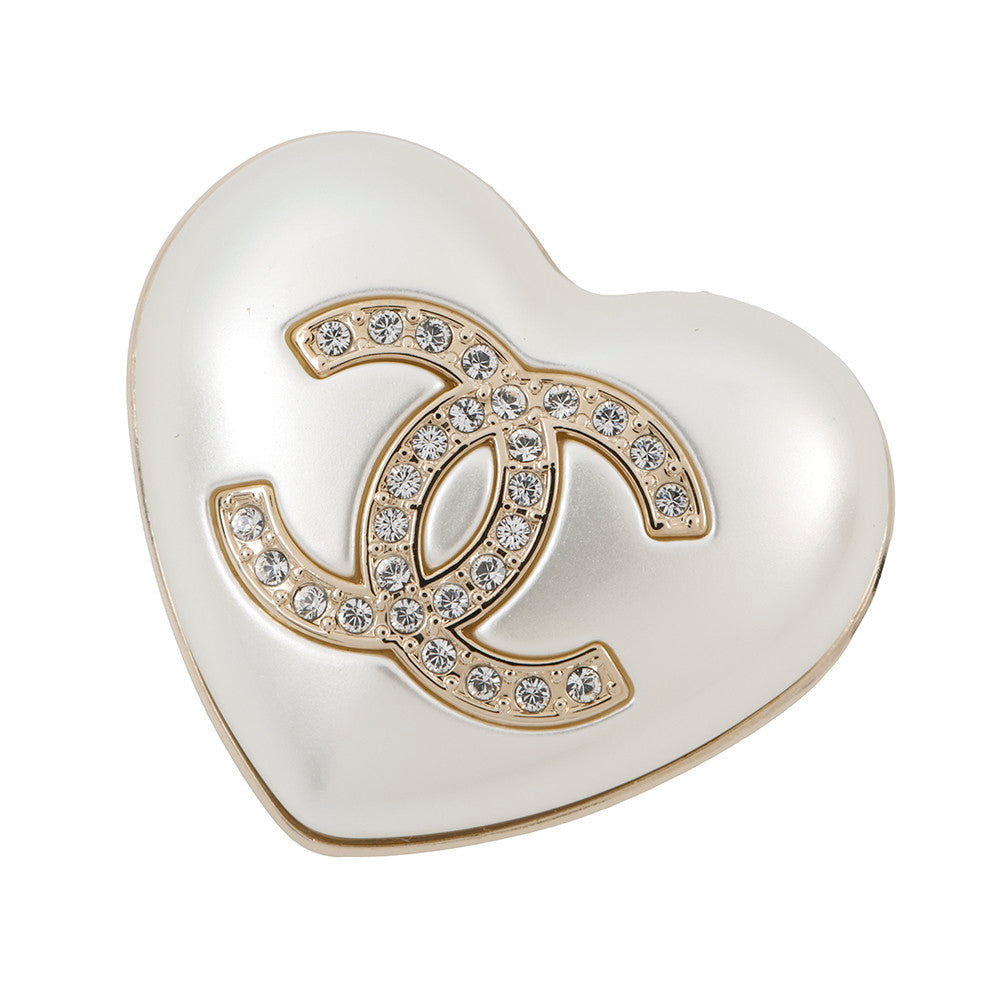 Chanel Heart Brooch Rhinestone PearlAB7006 Plated Rhinestone Gold Handbag